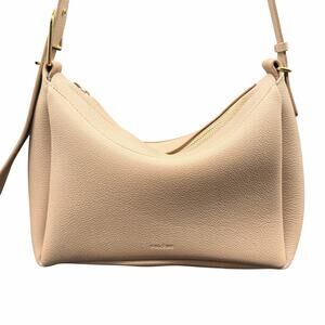 Polène Umi Textured Taupe Leather Shoulder Bag Spain crossbody